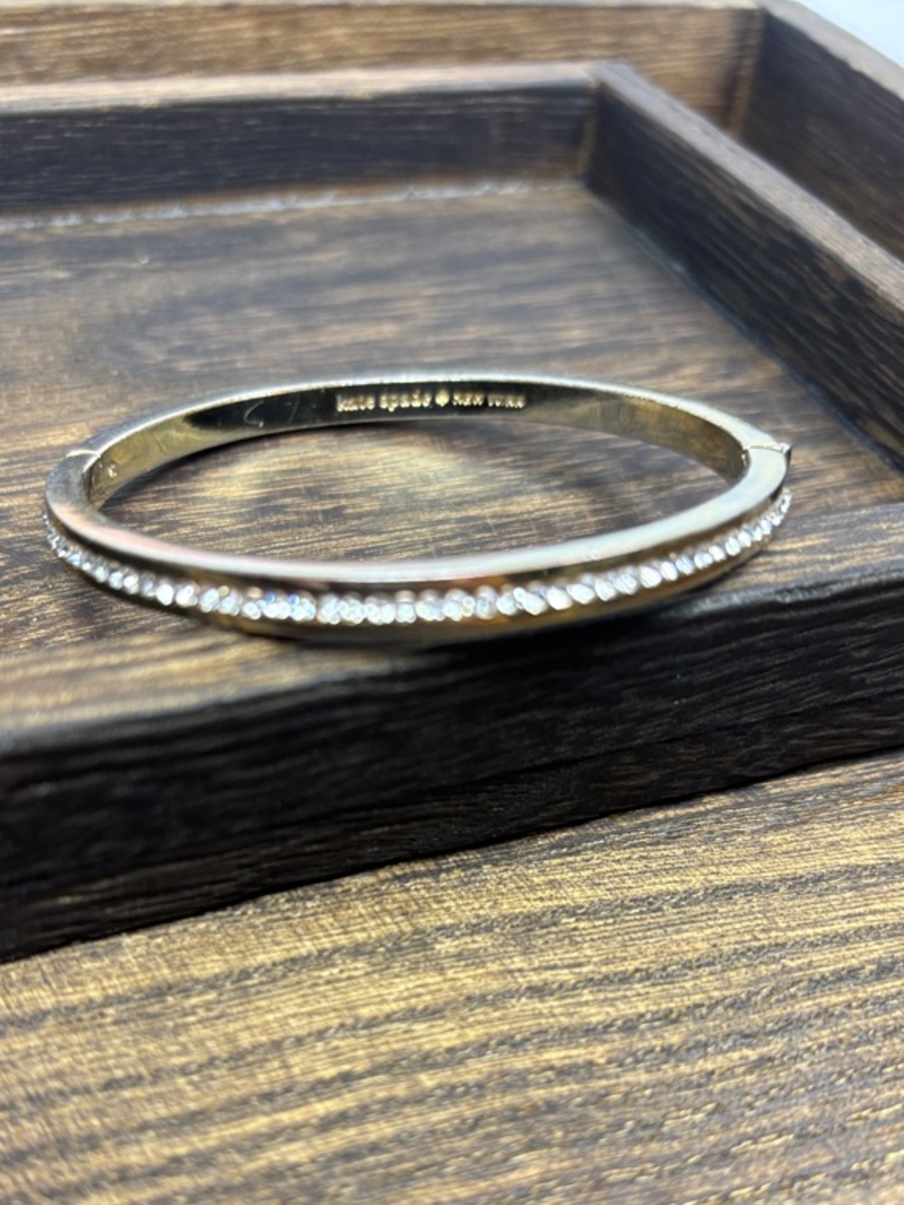 kate spade gold crystal pavé slim hinged bangle